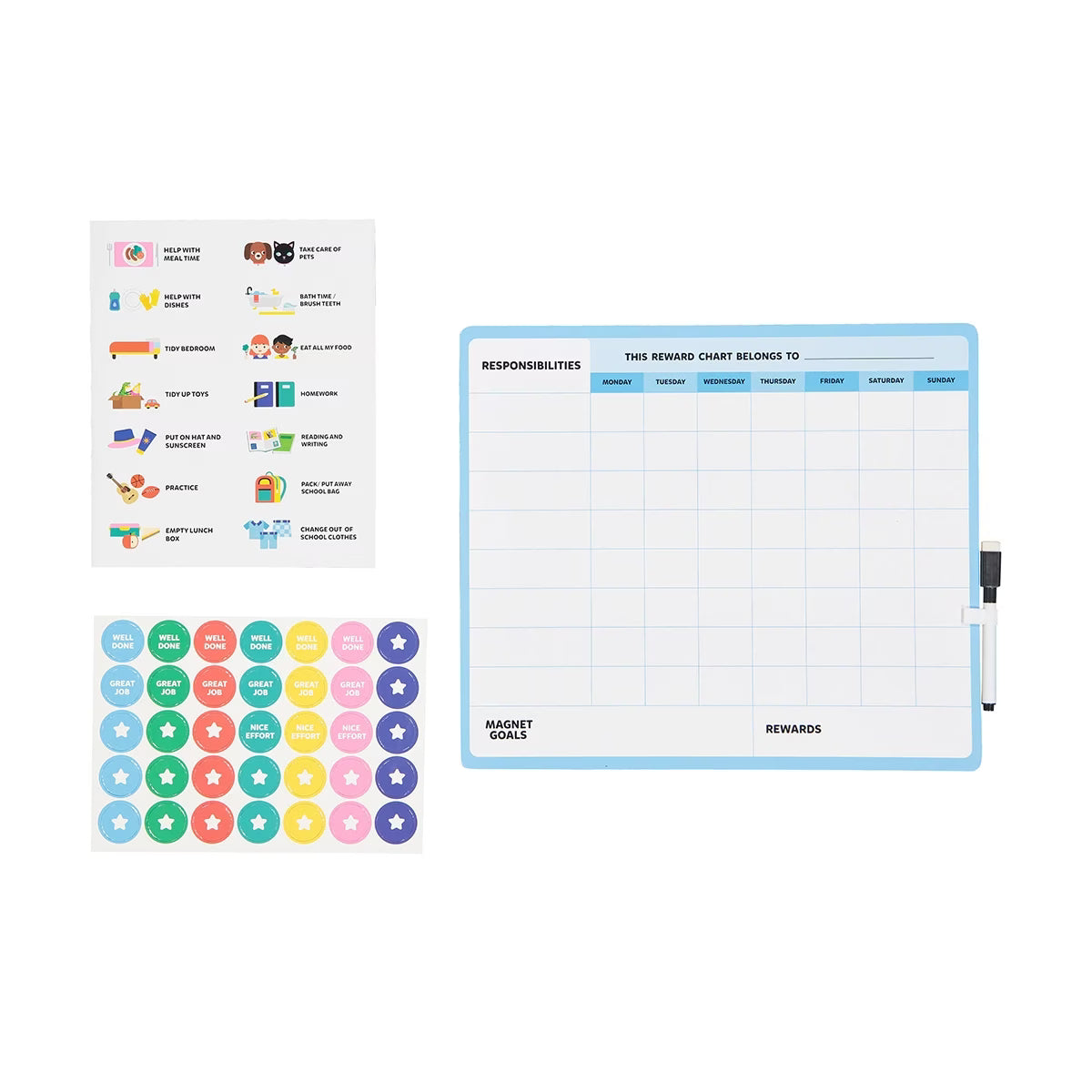 Anko - Magnetic Reward Chart Daily Tasks. (Without marker)