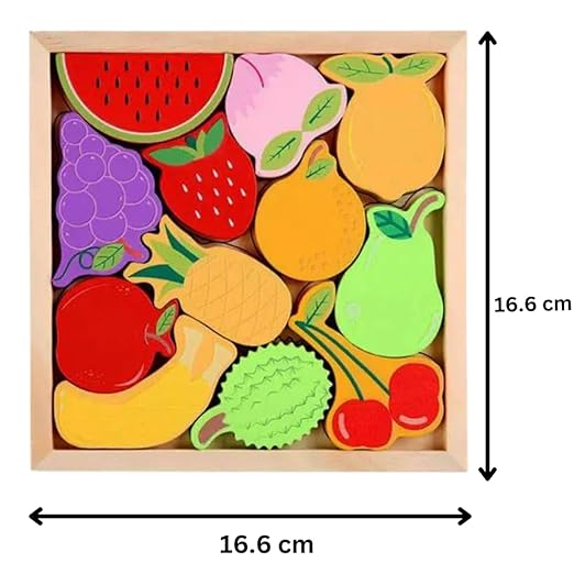Babbles Wooden Shapes 3D Tray Puzzle (11 fruits)