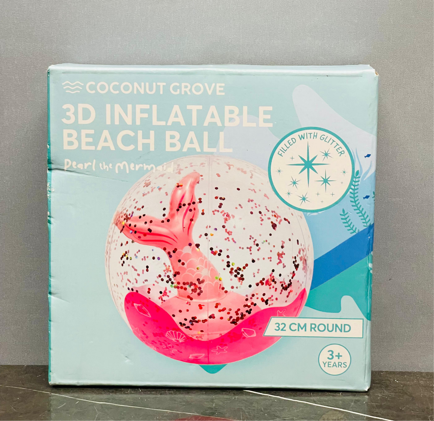 Coconut Grove Pearl the Mermaid 3-D Inflatable Beach Ball. (New)