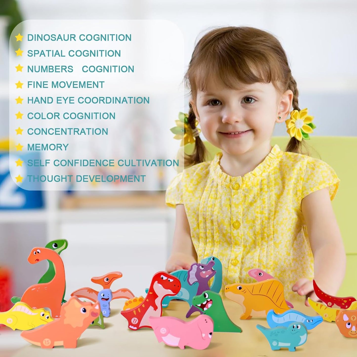 Dinosaur Stacking Block wooden Puzzle (20 animals puzzle)