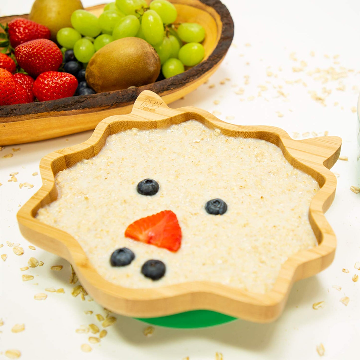 Baby Toddler Bamboo Dinosaur Plate with Silicone Suction