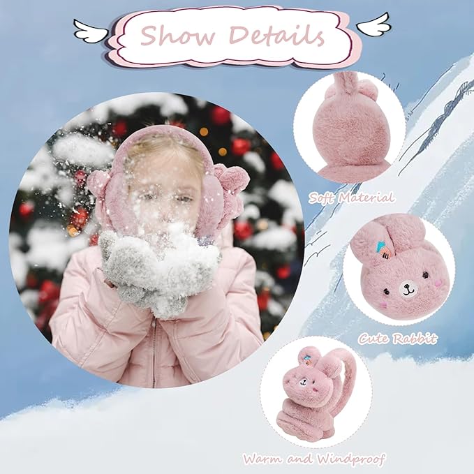 Adorable Pink Bunny Plush Earmuffs
