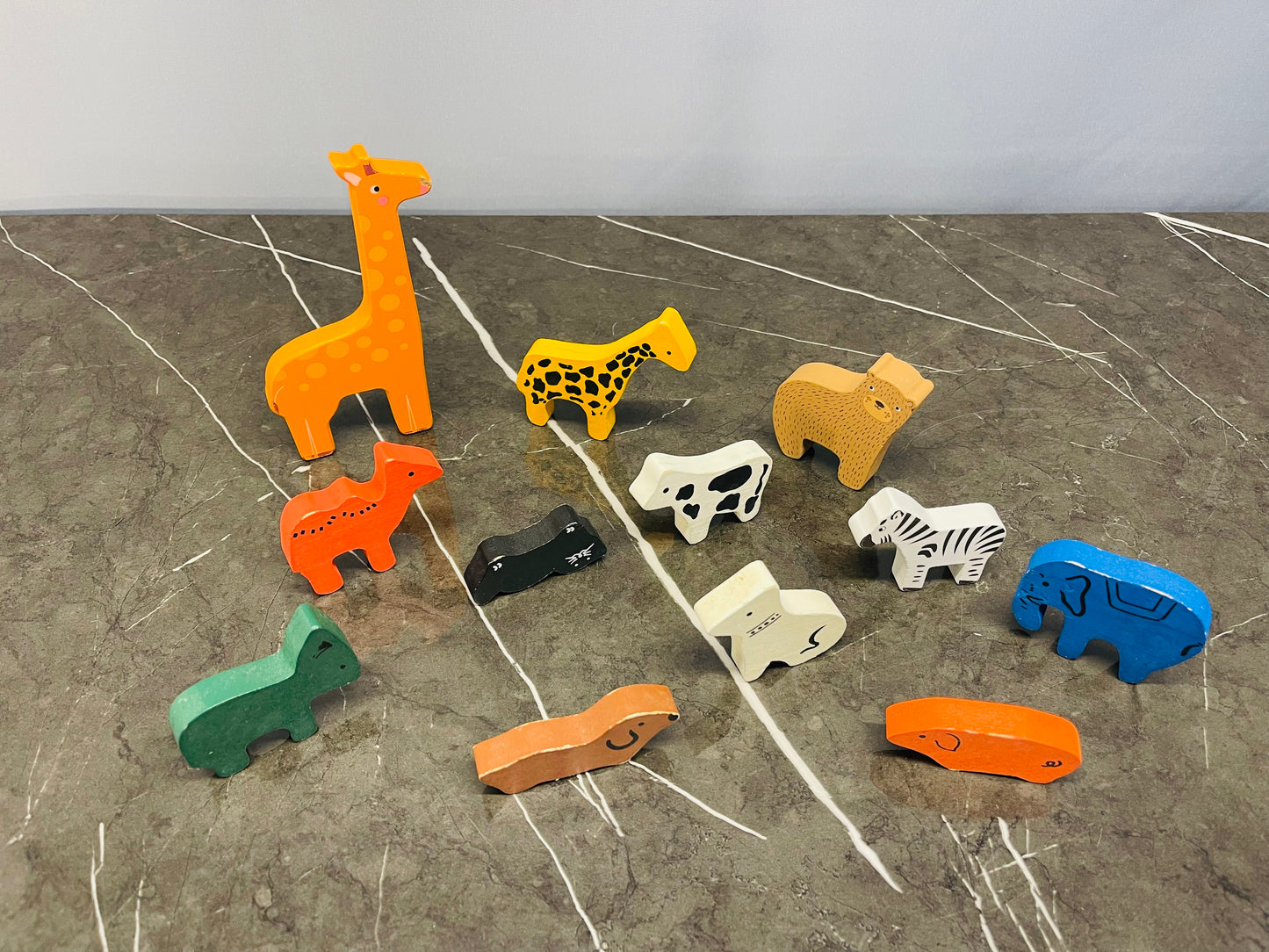 Assorted Wooden 12 Animal Figure Set