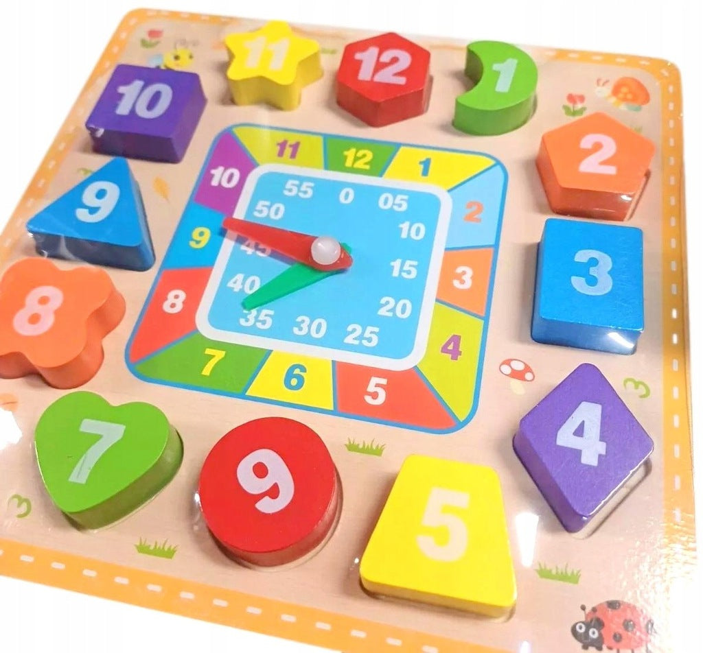 Colorful Digital 12 Movable Blocks Wooden Clock Toy.