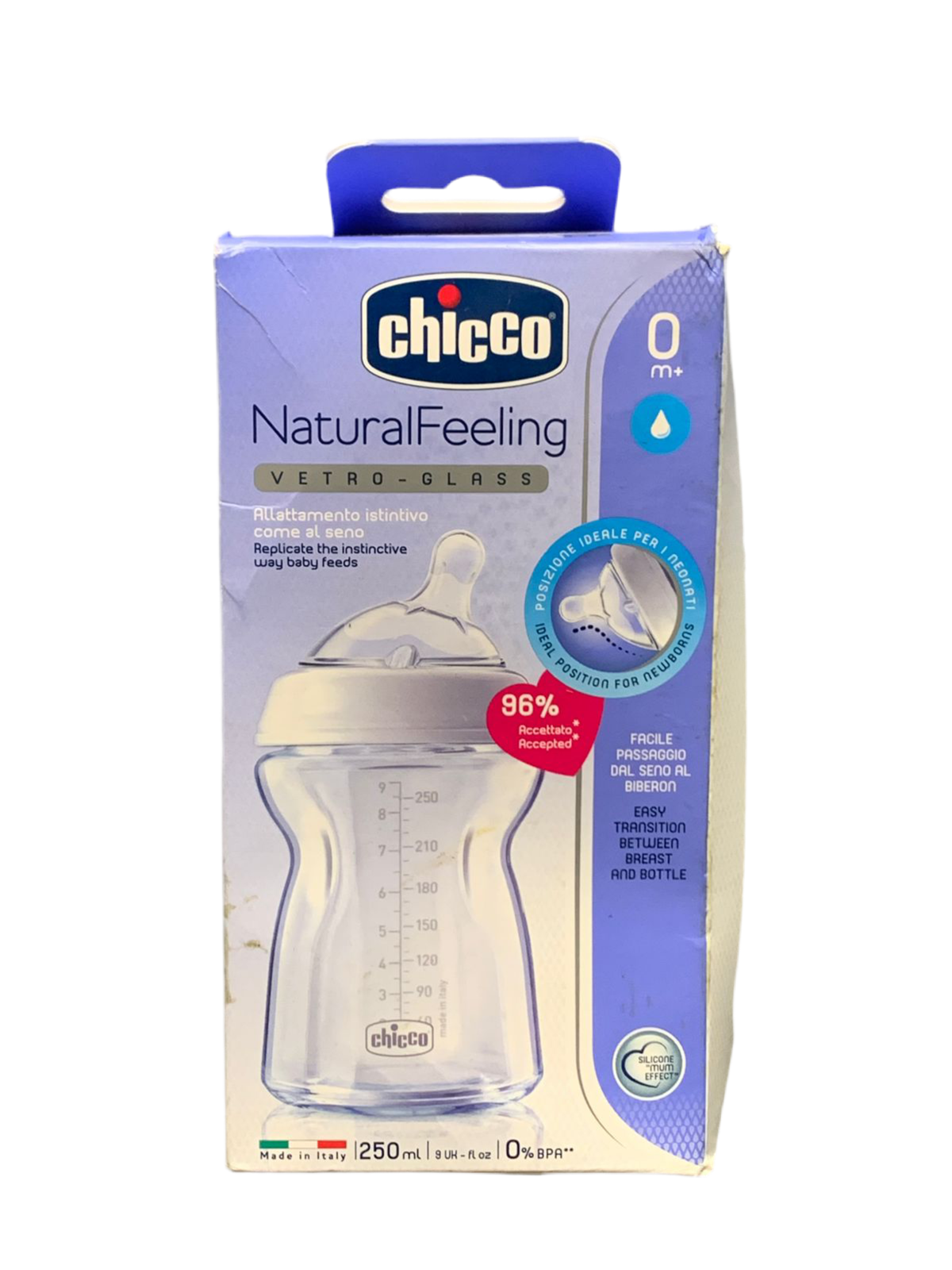 Chicco Natural Feeling Bottle Glass (250 ml) (new)