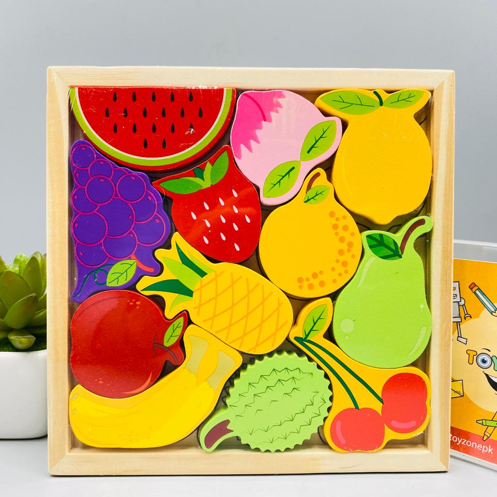 Babbles Wooden Shapes 3D Tray Puzzle (11 fruits)