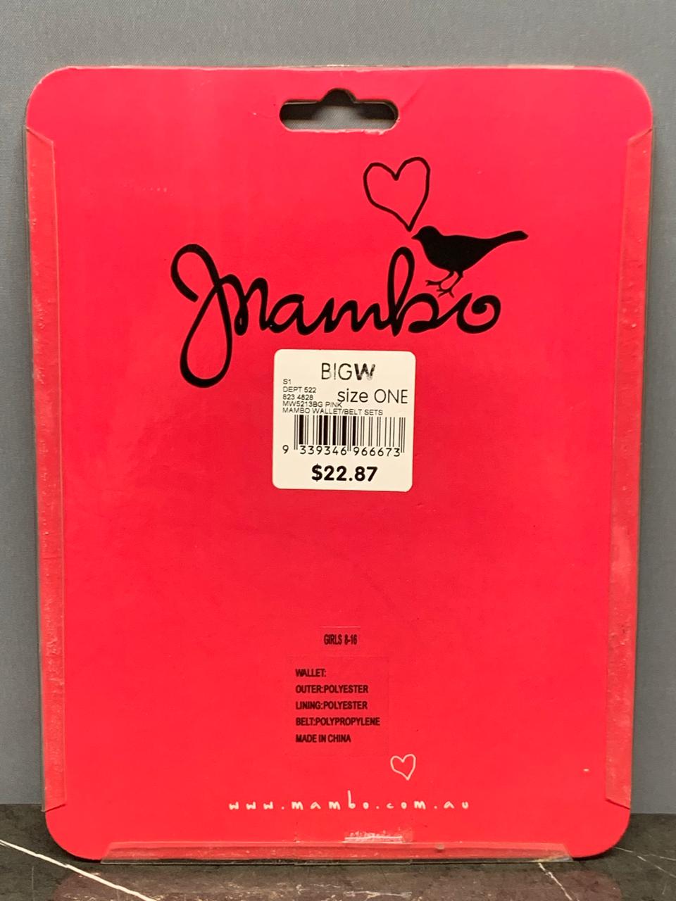 Mambo Girls' Striped Wallet & Hot Pink Belt Set.