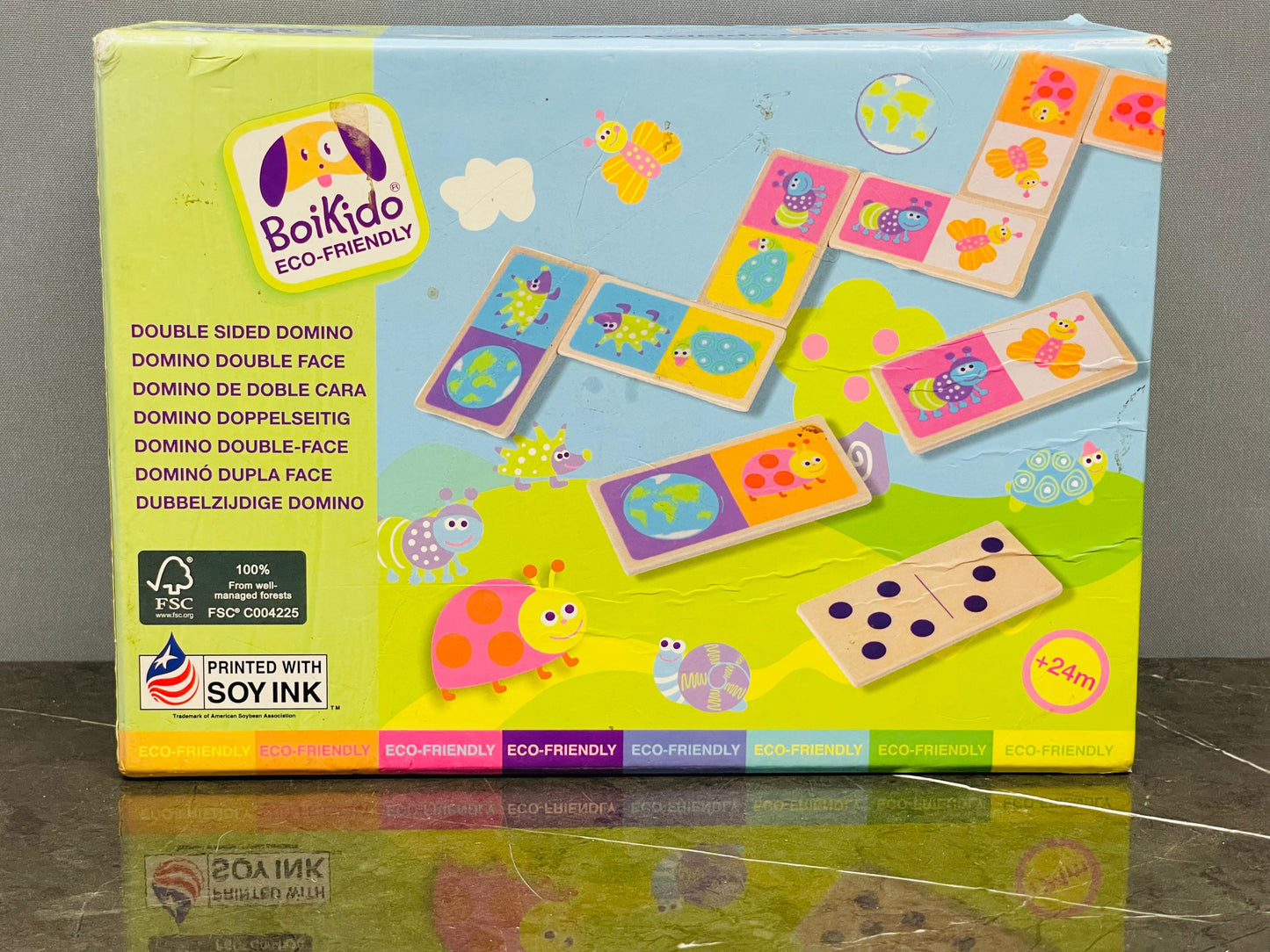 BoiKido Eco-Friendly Double-Sided wooden Dominoes: Numbers & Nature Play)