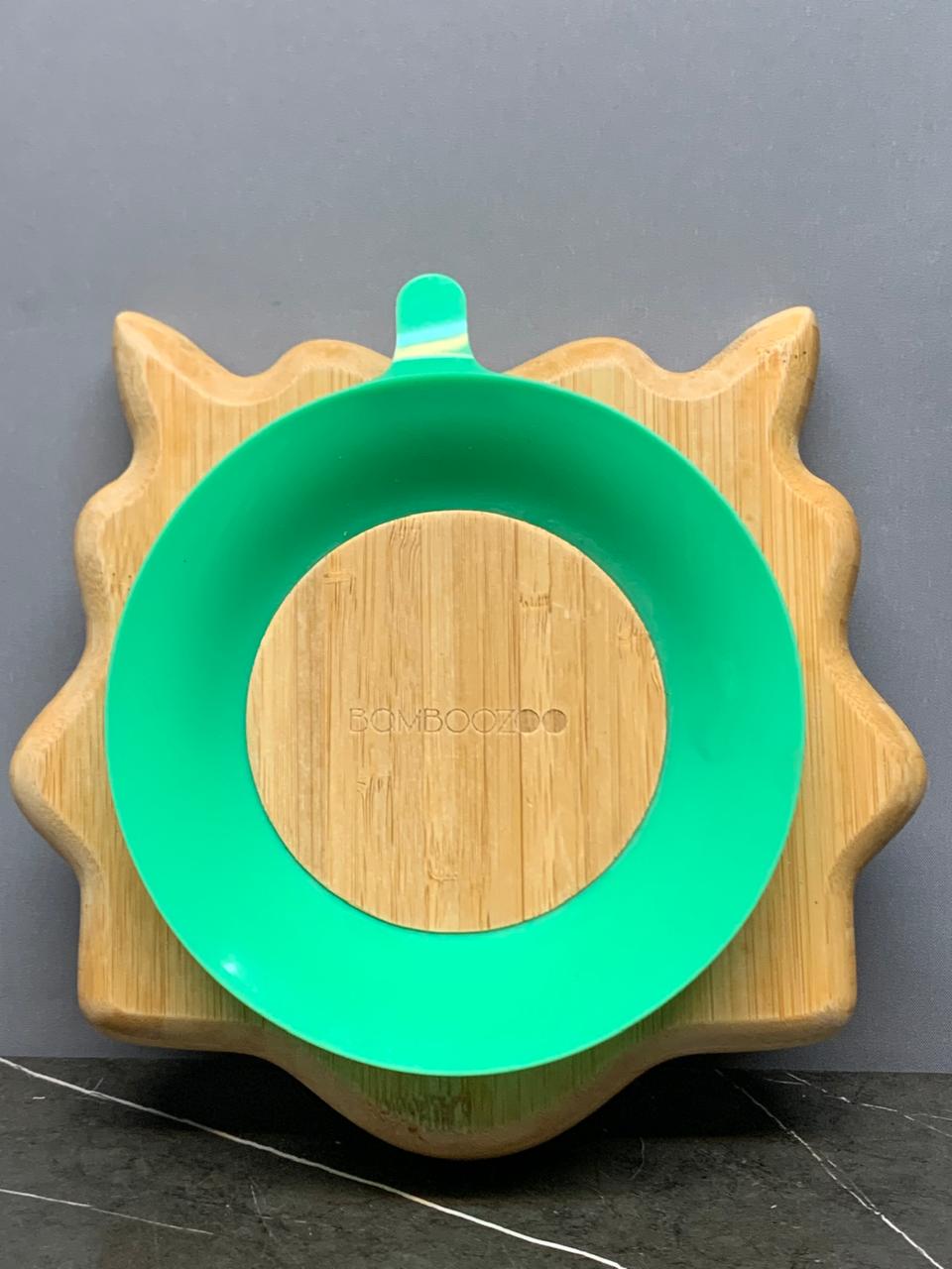 Baby Toddler Bamboo Dinosaur Plate with Silicone Suction