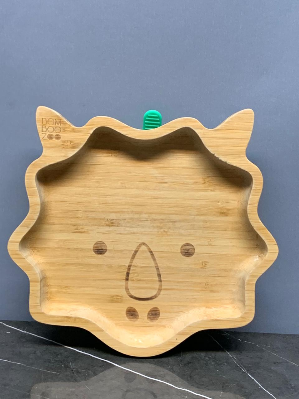 Baby Toddler Bamboo Dinosaur Plate with Silicone Suction