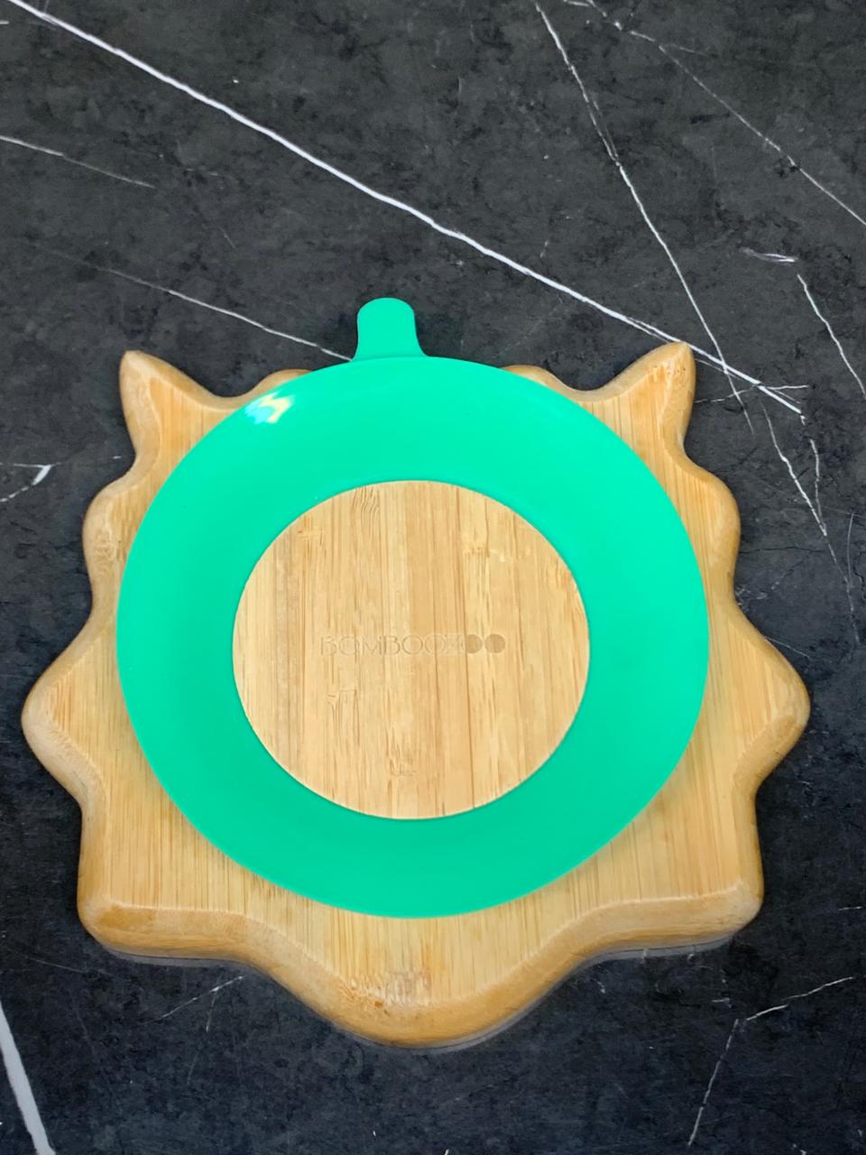 Baby Toddler Bamboo Dinosaur Plate with Silicone Suction