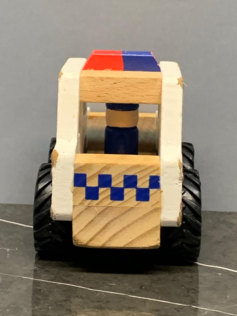 Wooden Mini Police Car With Police Officer Driver Toy