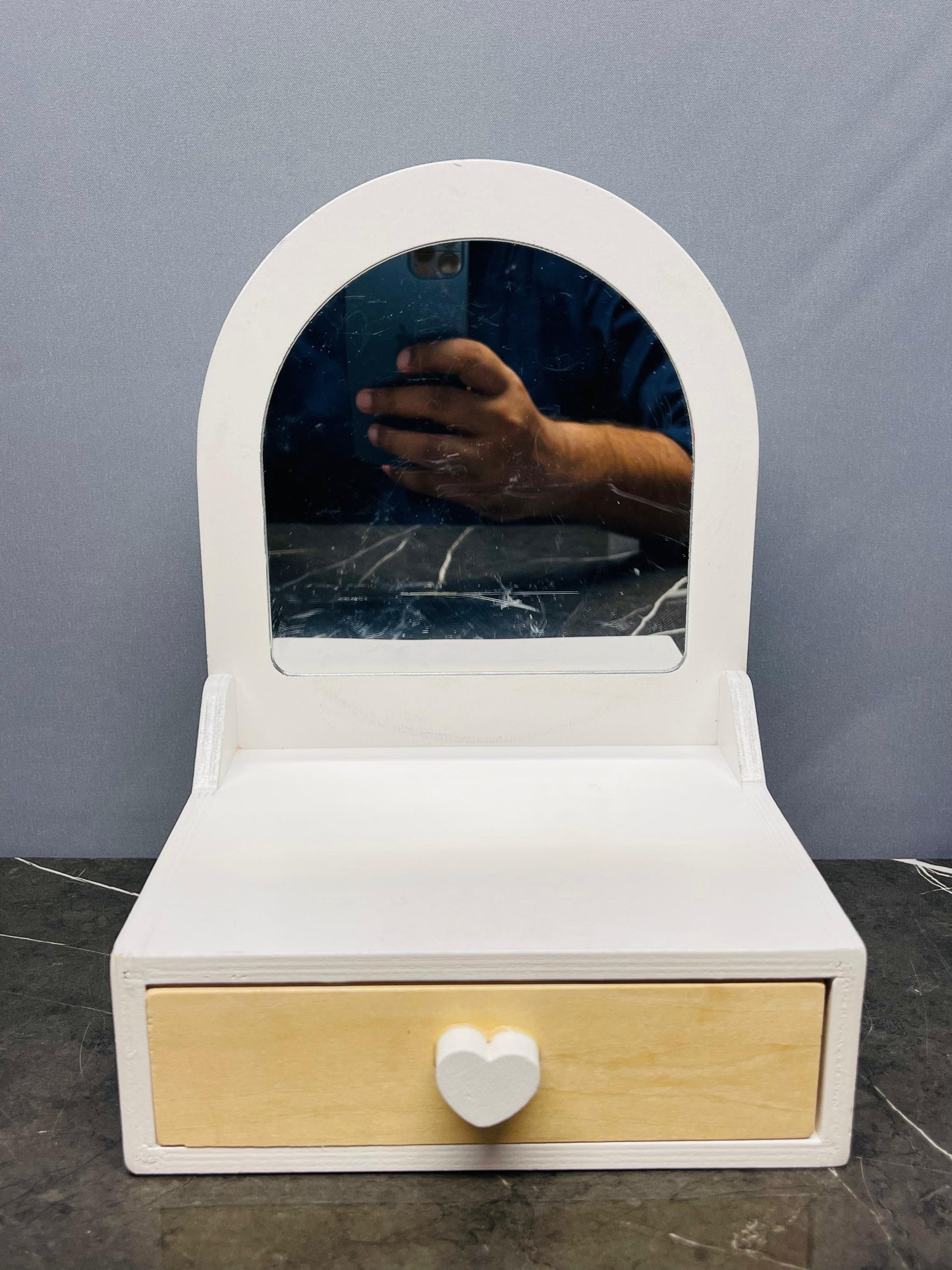 Mini Vanity Mirror with Storage Drawer