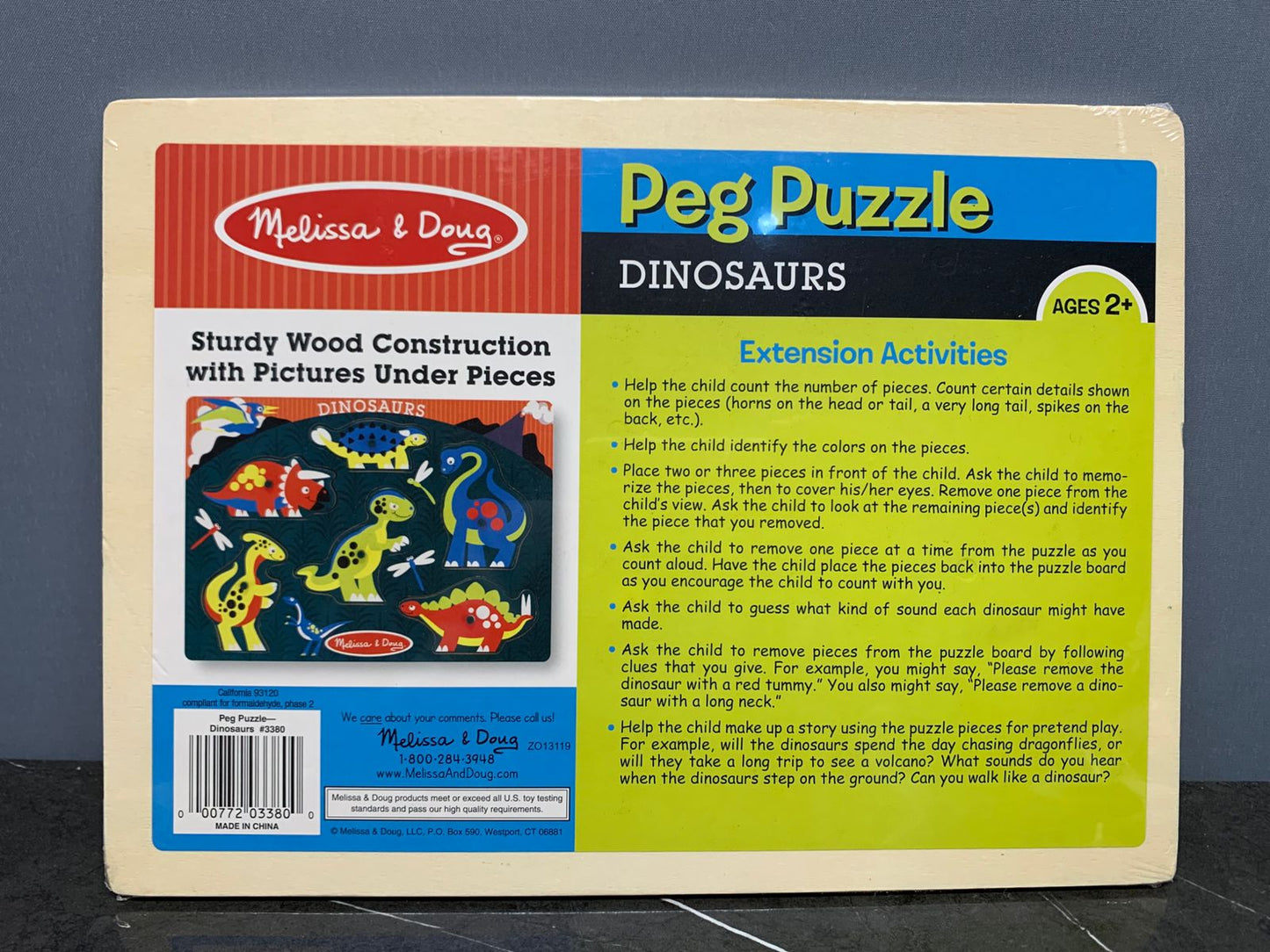 Melissa & Doug Dinosaurs Wooden Peg Puzzle.
