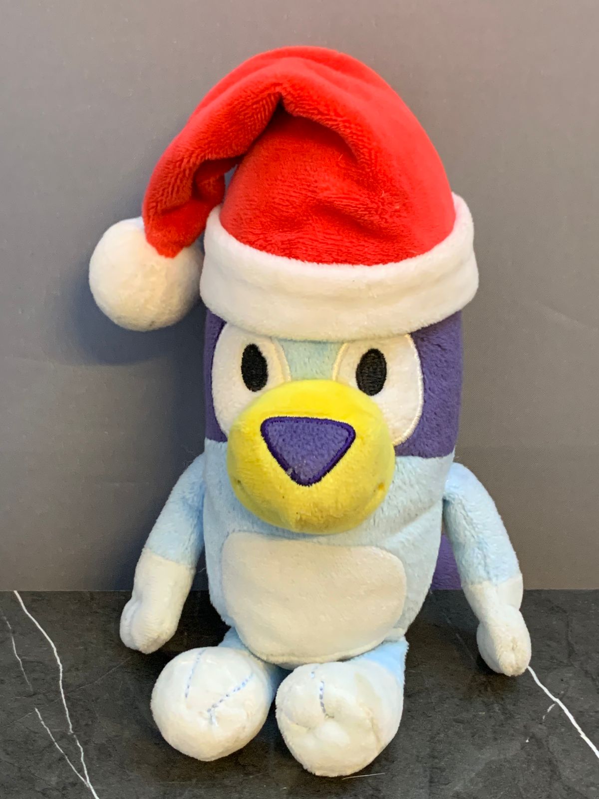 Holiday Greeter-Bluey in Santa Hat Plush.