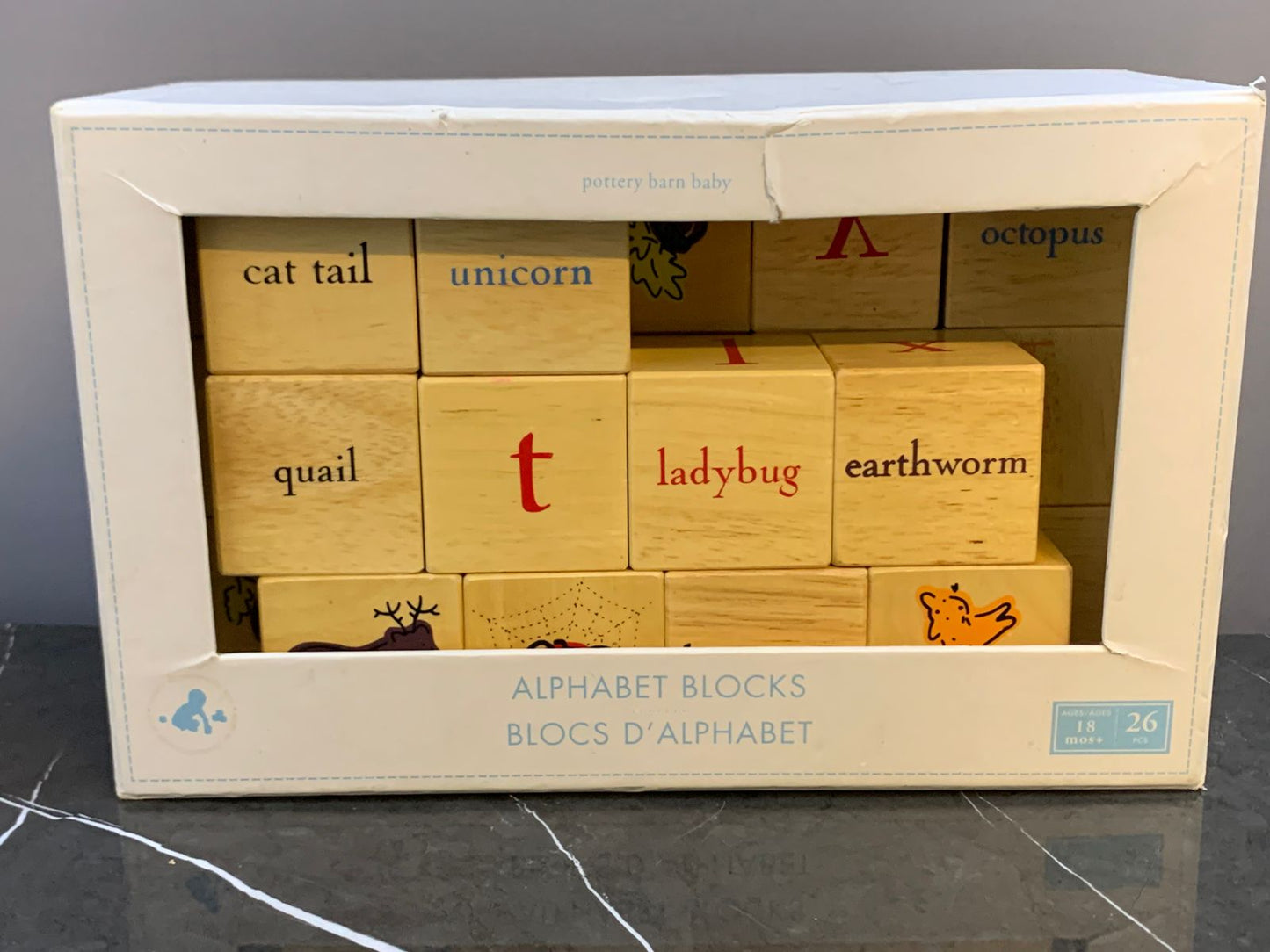 Pottery Barn Kids Alphabet Blocks. (25 blocks available) (500 advance)