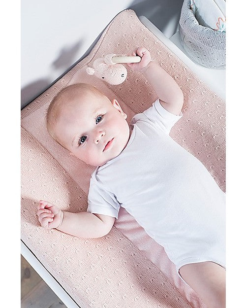 Jollein 2-in-1 Rattle Toy and Teething Ring Hippo, Creamy Peach