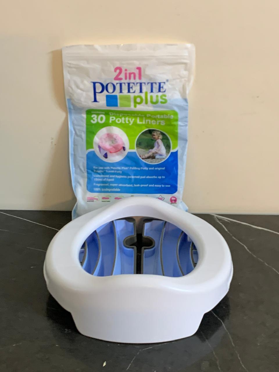 Potette Plus 2-in-1, Folding Travel Potty & Toilet Trainer Seat. SKU:BXL-804
