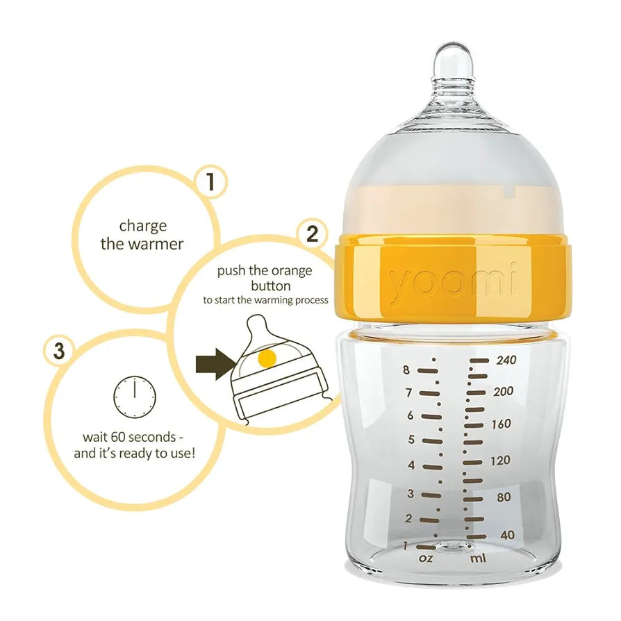 Yoomi 8oz Warmer Slow Flow Teat Pod Feeding Bottle