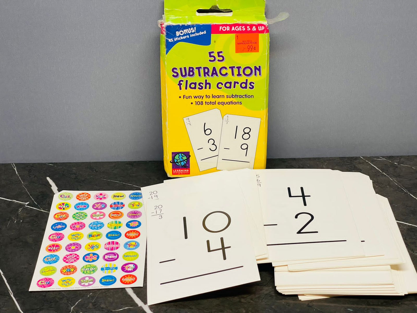 Learning Playground 55 subtraction flash cards.