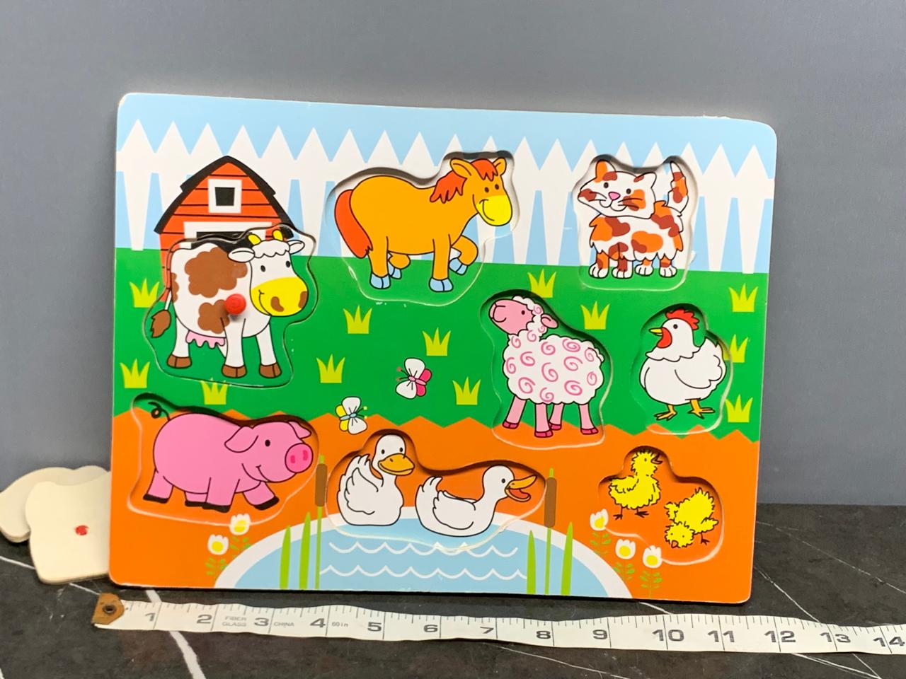 Wooden Farm Animal Knob Puzzle.