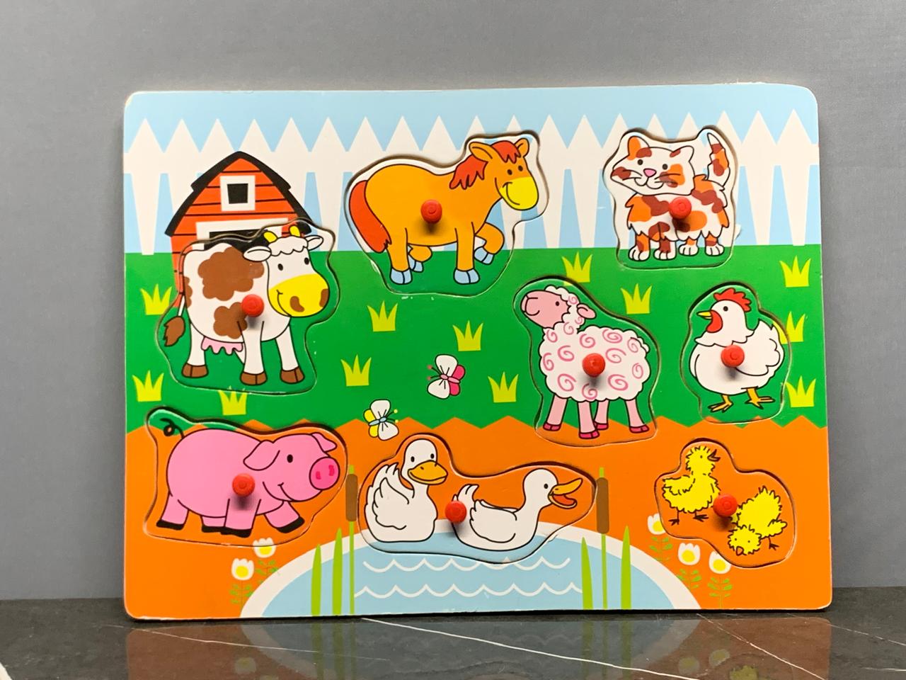Wooden Farm Animal Knob Puzzle.