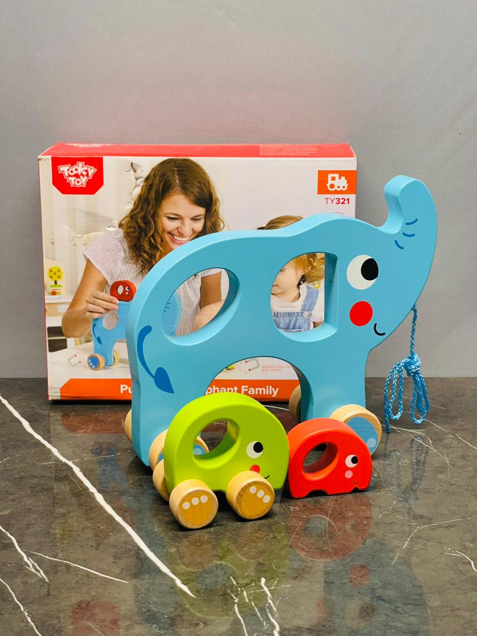 Tooky Toy Pull Along Elephant Family. (new)(Rs 400 advance)