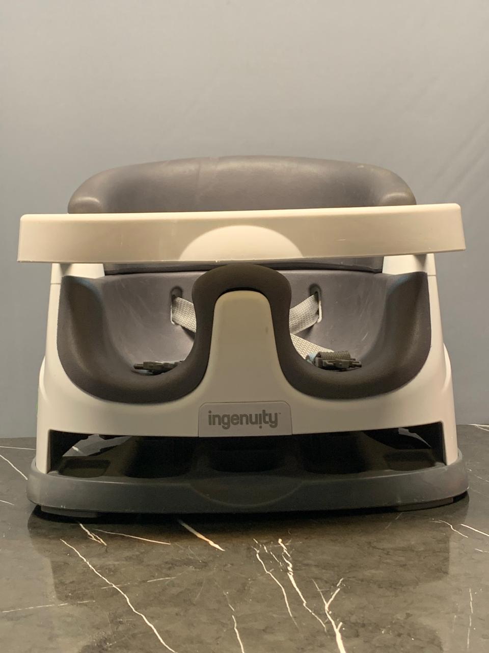 Ingenuity Baby Base 2-in-1 Booster Feeding and Floor Seat with Self-Storing Tray - Slate