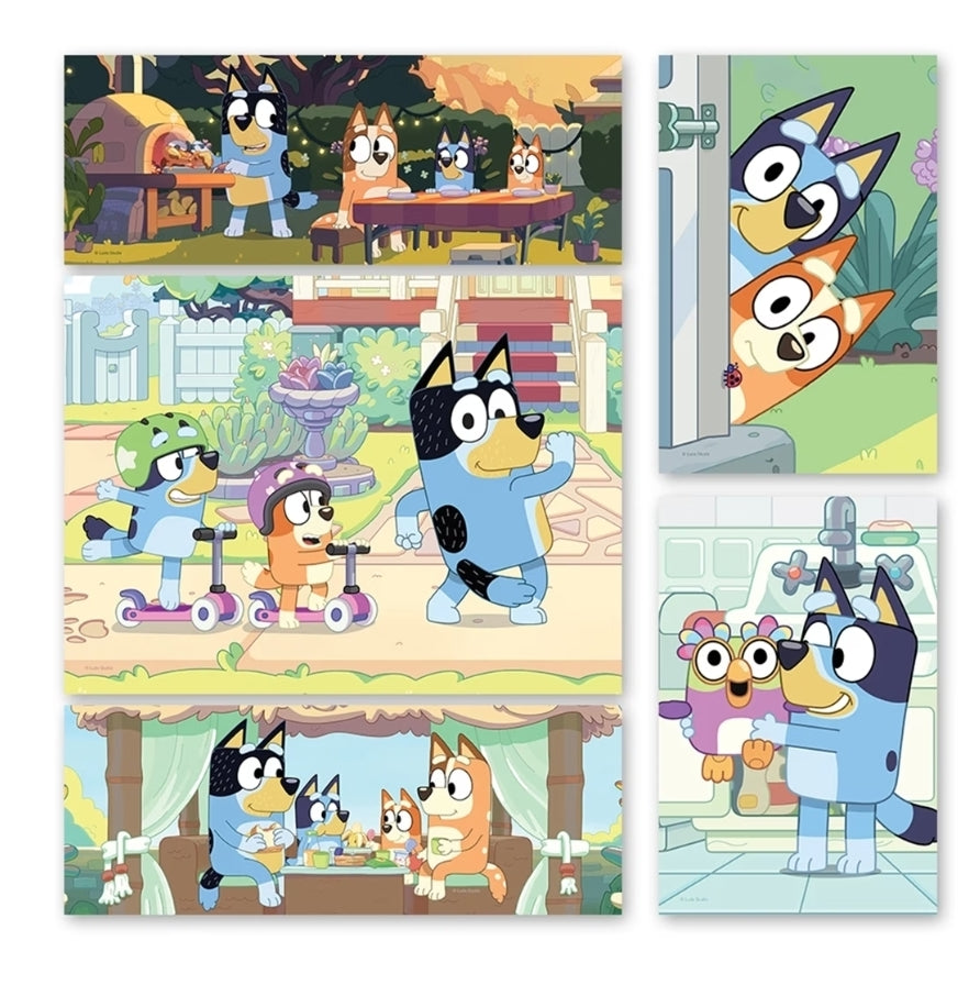 Bluey 5 Wood Puzzles Jigsaw Bundle with Tray. (055Aa) (New) (Rs 450 advance)