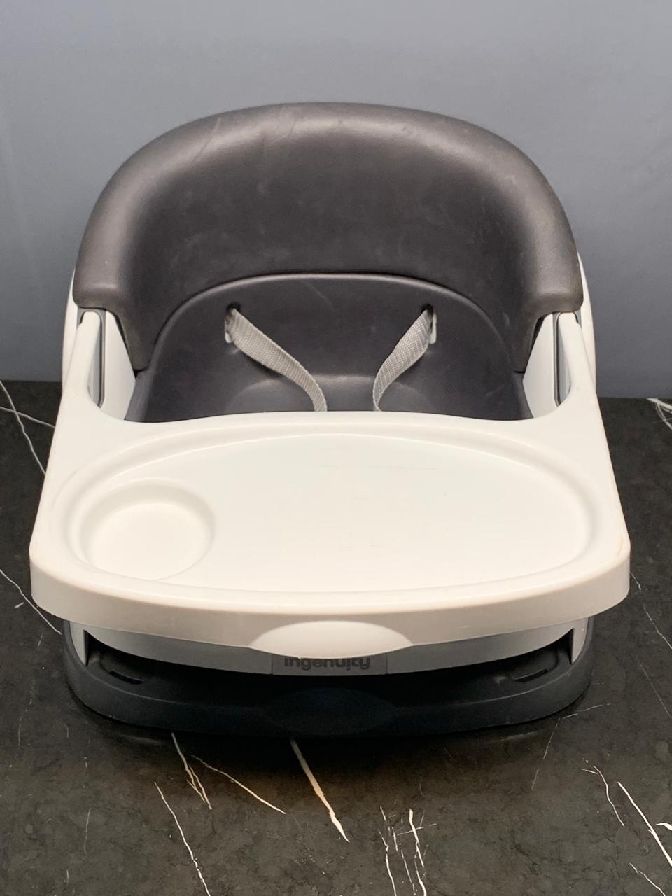 Ingenuity Baby Base 2-in-1 Booster Feeding and Floor Seat with Self-Storing Tray - Slate