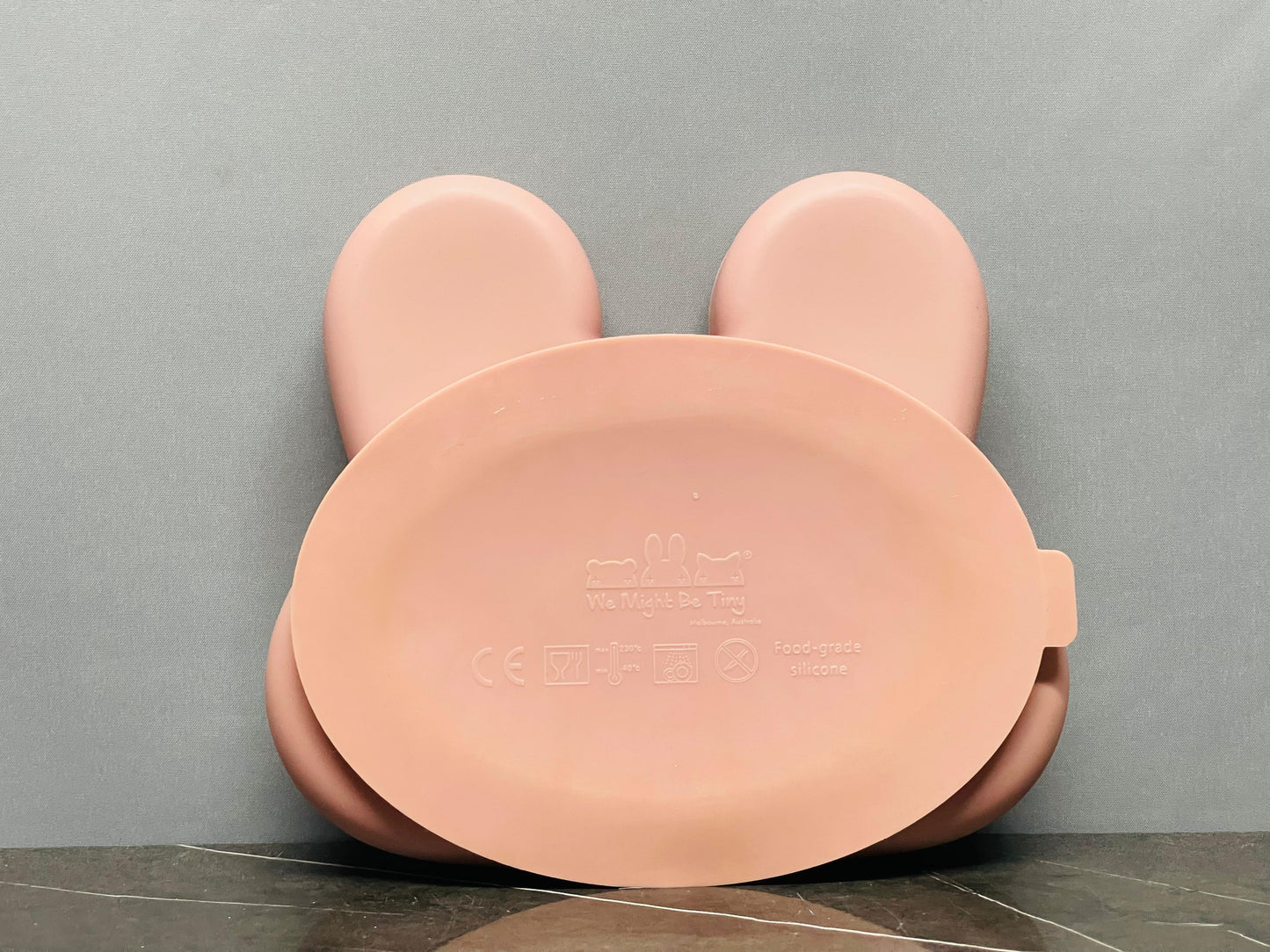 We Might Be Tiny Bunny Stickie Plate - Dark Peach.