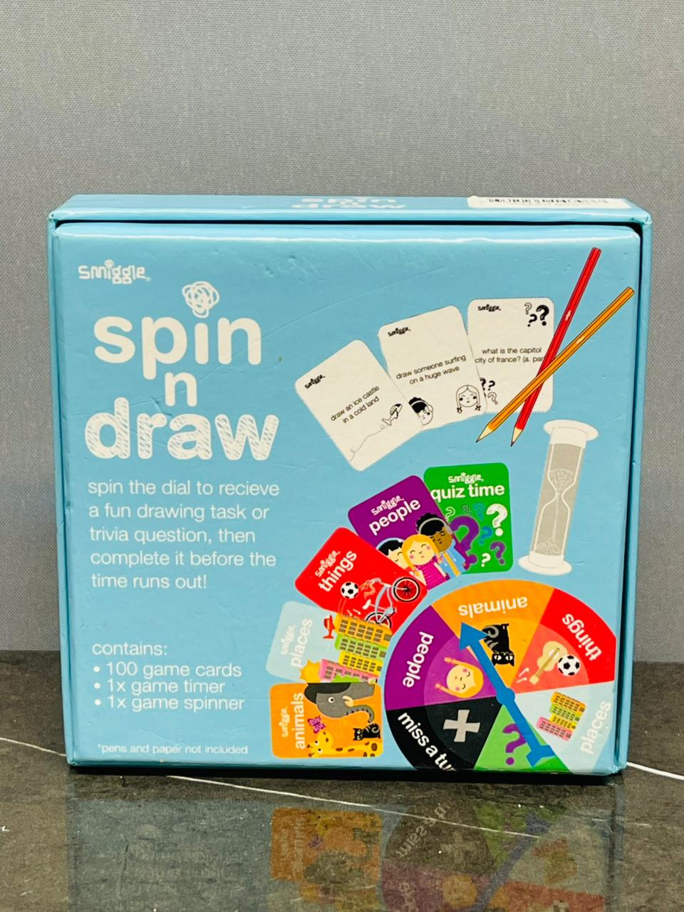 "Smiggle Spin 'n Draw" game.