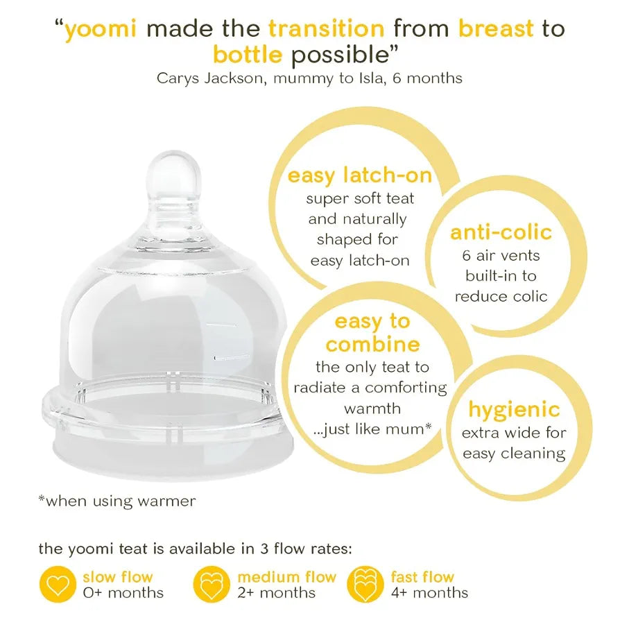 Yoomi 8oz Warmer Slow Flow Teat Pod Feeding Bottle