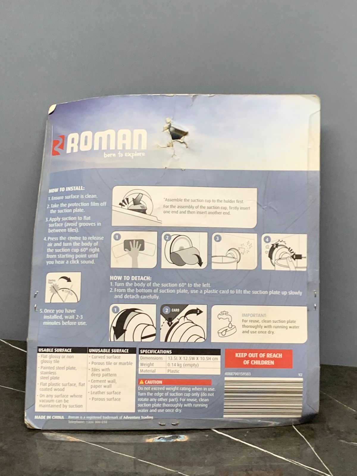 Roman Hair Dryer Holder with "Super Strong Suction".(NEW)