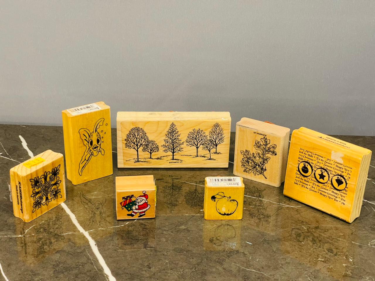 Wooden Rubber Stamp Collection(7 stamps)