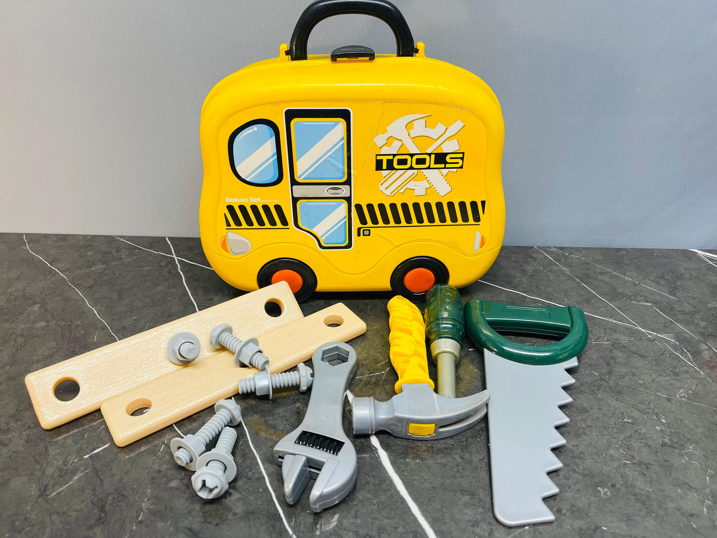 Children's Deluxe Tool Set in Bus-Shaped Case.