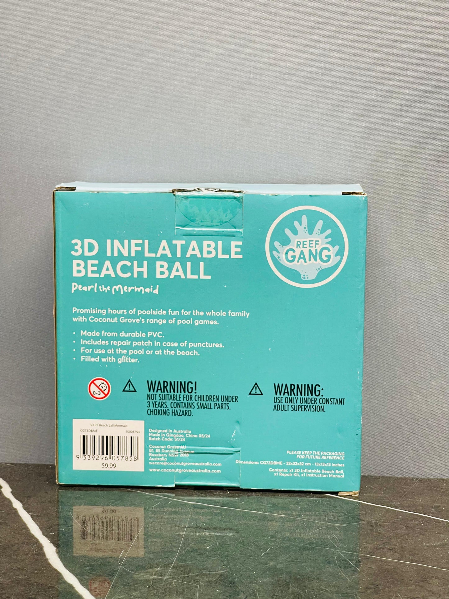 Coconut Grove Pearl the Mermaid 3-D Inflatable Beach Ball. (New)