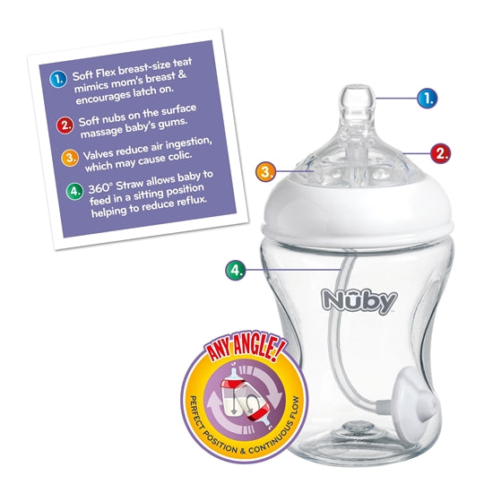 Nuby 360° Glass Bottle. (500 advance)