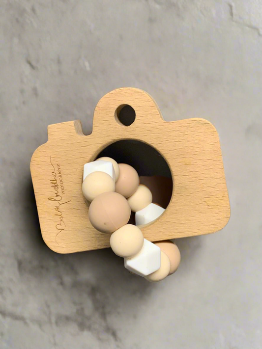 Camera-Shaped Wooden Teether.