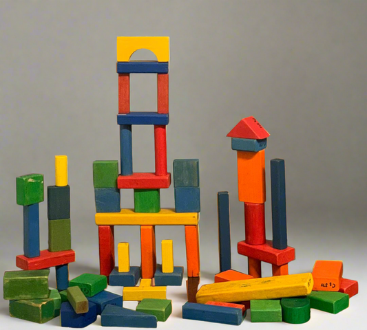 Classic Wooden Building Blocks. (62 blocks)