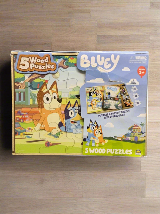 Bluey 5 Wood Puzzles Jigsaw Bundle with Tray. (055Aa) (New) (Rs 450 advance)
