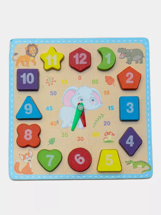 Wood Animals Clock With Different Geometric Shapes Design