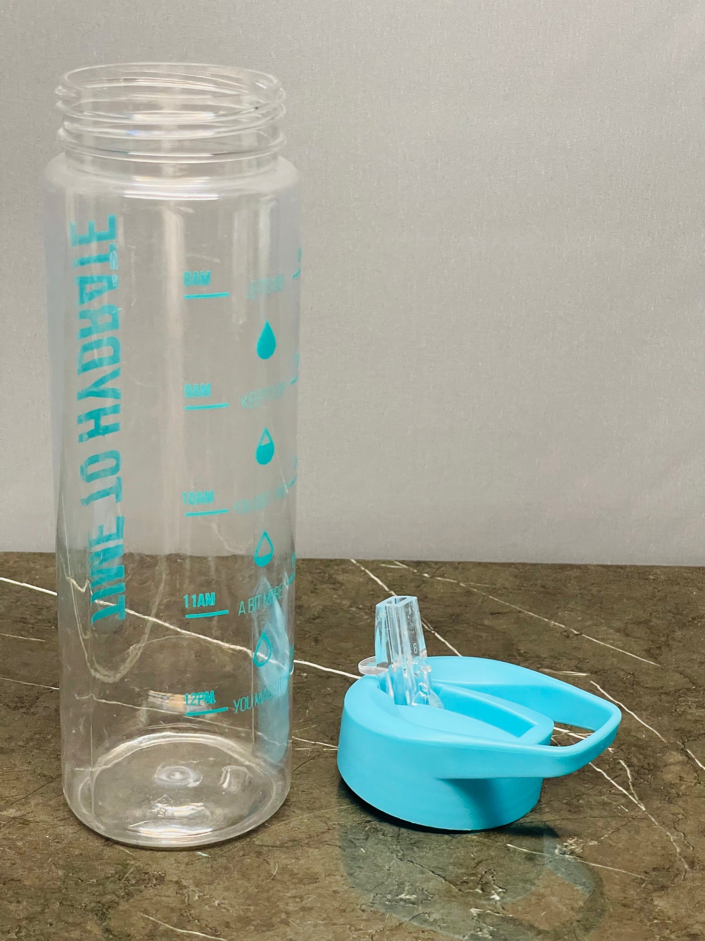 Drinking Bottle With Straw, 700ml - Teal Time To Hydrate