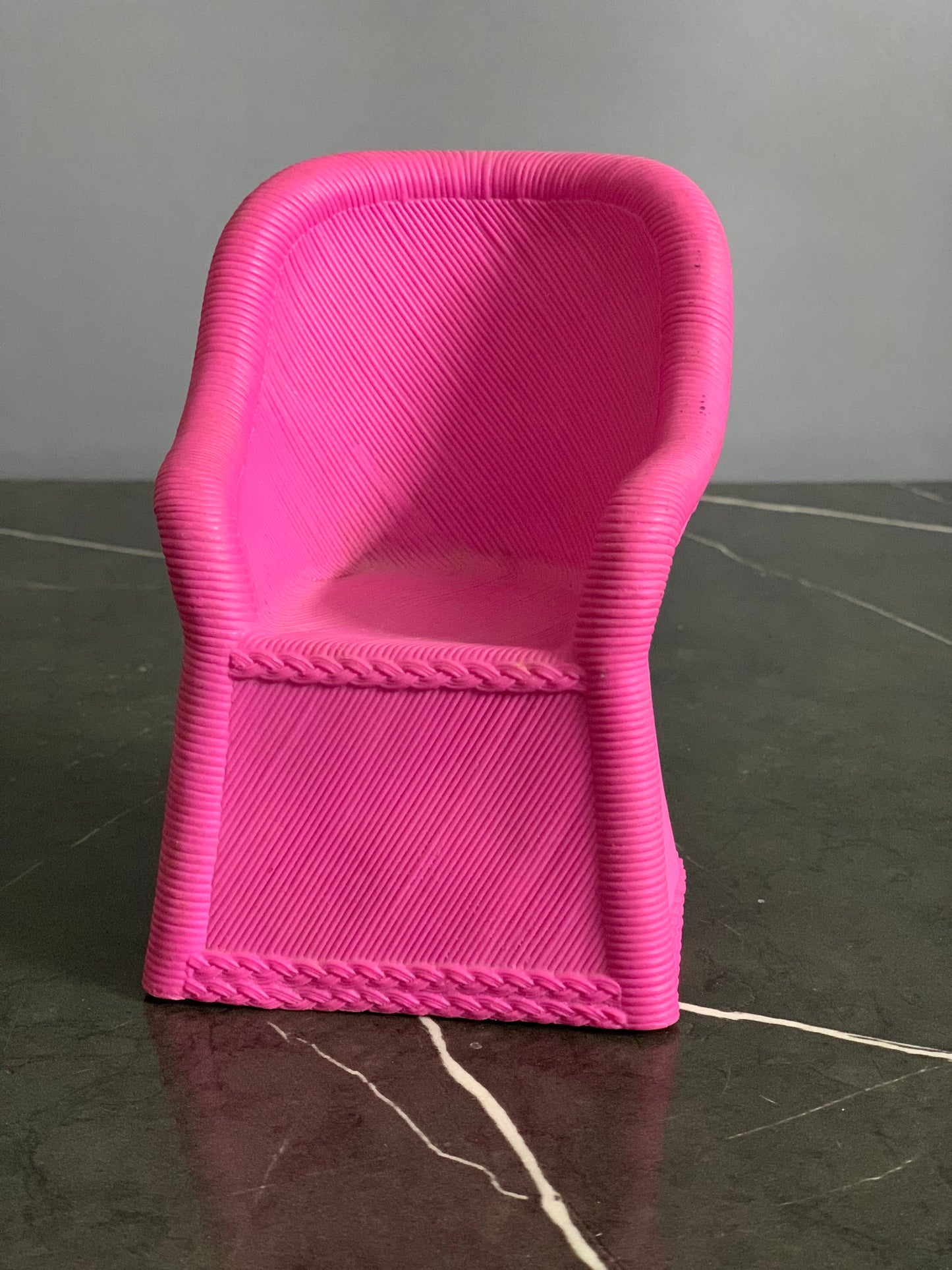 Barbie Doll House Wicker Rattan High Back Chair