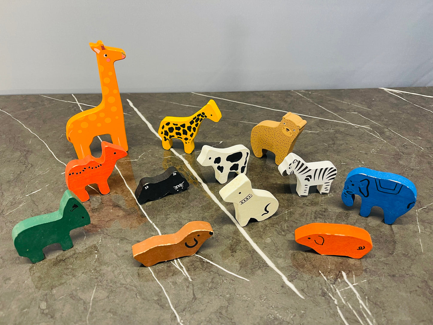 Assorted Wooden 12 Animal Figure Set