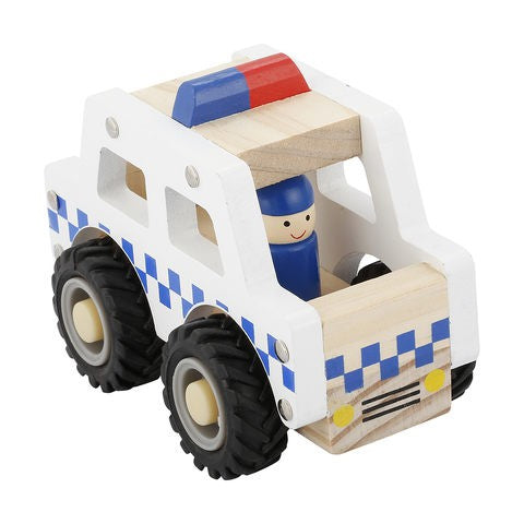 Wooden Mini Police Car With Police Officer Driver Toy
