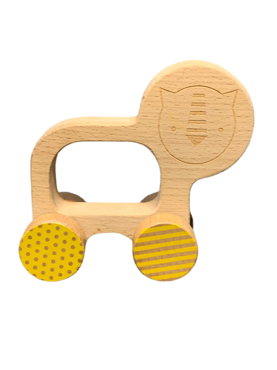Petit Collage Lion Wooden Push Toy.