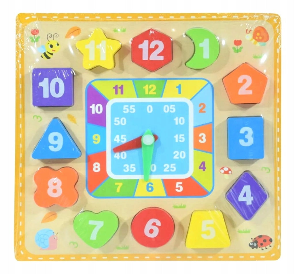 Colorful Digital 12 Movable Blocks Wooden Clock Toy.