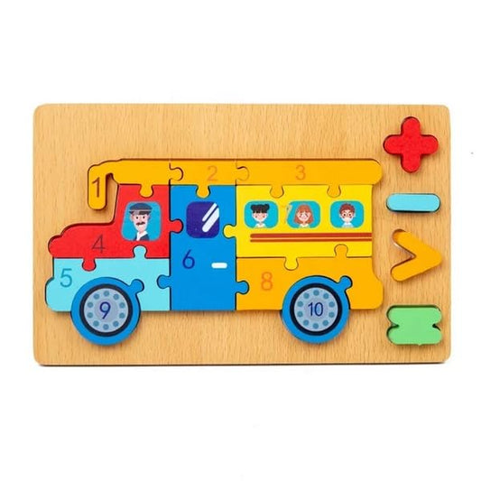 Extrokids Wooden Jigsaw Puzzle School Bus
