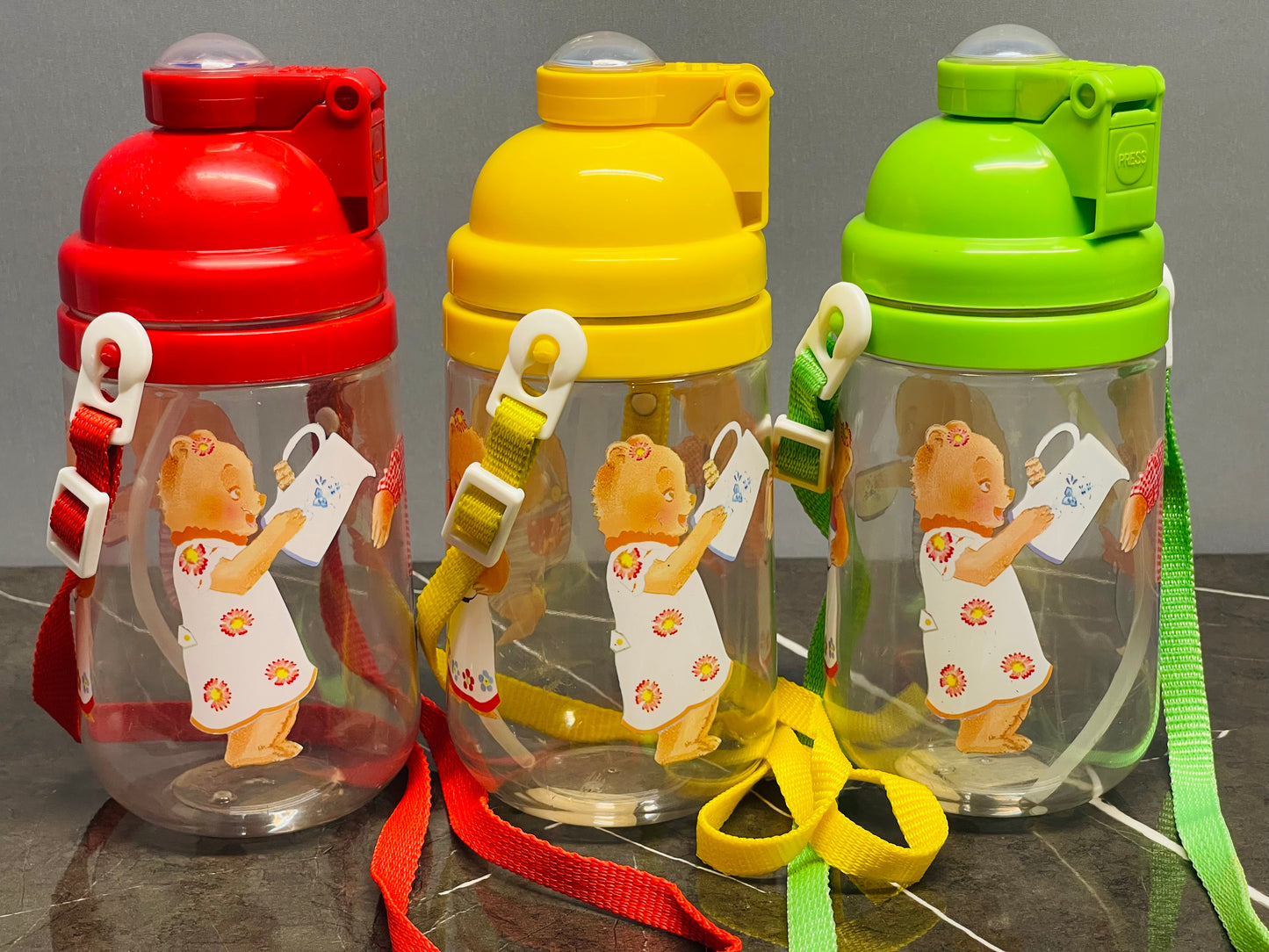 Kids' Character Water Bottle with Pop-Up Straw(NEW)